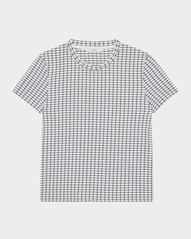 Check Short-Sleeve Crewneck Top